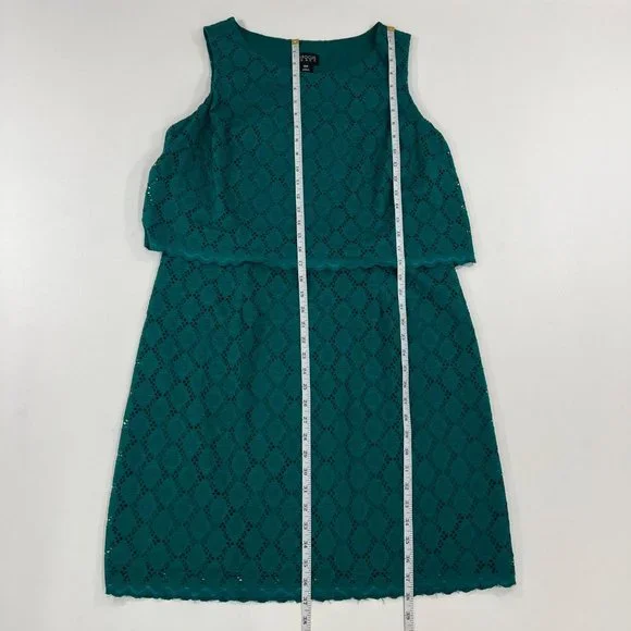 ENFOCUS Women's Dress 16W Sheath Lace Overlay Sleeveless Dress Jade Green 16W - Picture 7 of 8